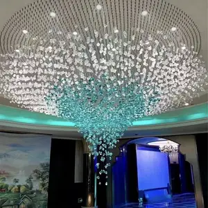 Tùy chỉnh dự án khách sạn sảnh nhà hàng Turquoise Blue Glass Chandelier ánh sáng mặt dây chuyền