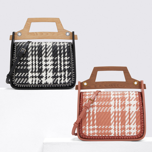 Sacs à main en cuir PU classiques pour femmes, à poignée en <span class=keywords><strong>bois</strong></span> tressée, élégants, très vendus - Product Image 3