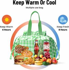 Bolsa de Almuerzo Personalizada Color Caramelo, Bolsa Térmica Portátil, Bolsa de Almuerzo Aislada Reutilizable de Alta Calidad con Cordón - Product Image 3