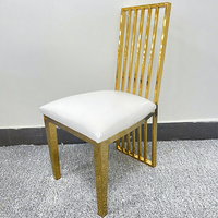 Chaise de mariage à dossier haut en or avec assise rembourrée blanche, chaise de banquet en acier inoxydable pour hôtel, fête, cérémonie