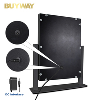 Miroir de Maquillage de Bureau Personnalisé en Fer Certifié pour Vanité, avec Éclairage LED Dimmable, Grossissement 10X/5X, Finition Argentée