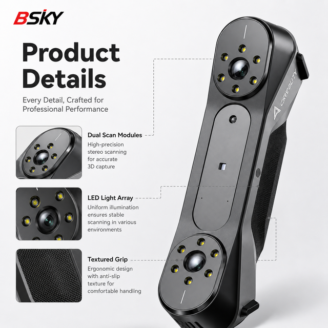 Factory Direct Wholesale  Price  Creality CR-Scan Raptor 3D Scanner for Vehicle Inspection Features 7 Blue Parallel Laser Lines