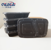 Boîtes à lunch en plastique jetables américaines sans BPA, compatibles micro-ondes, avec couvercles à 1 compartiment pour plats à emporter