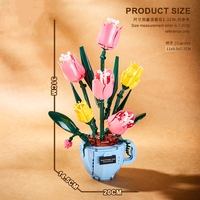 Ensembles de construction de fleurs tulipes 551 pièces, blocs de construction de fleurs, collection de tasses à café, kit de construction, jouets, cadeau pour Noël, anniversaire
