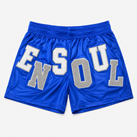 Shorts de sport respirants et à séchage rapide pour hommes, style streetwear, avec patchs lettres en chenille personnalisés, pour la gym et la course, fabrication sur mesure en gros