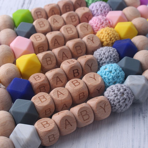 Custom Baby Personalize Name pacifier Clip Silicone Beech Beads Binky Clip Pacifier Chain Chew Baby Teether Toys Nipple Holder