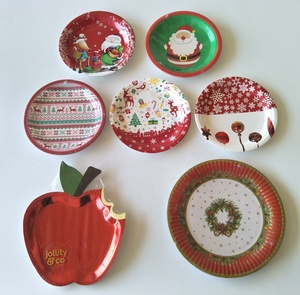 10 cái/gói sang trọng vàng <span class=keywords><strong>Chevron</strong></span> sọc Bộ đồ ăn dùng một lần mô hình tùy chỉnh vòng hình dạng giấy tấm cho các bên - Product Image 6