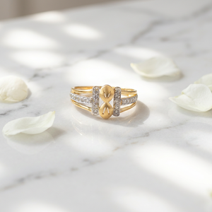 Stylish 14K <b>Gold</b> <b>Ring</b> with Dual Leaf Design Elegant Jewelry Piece for Women Daily Wear Wedding Special Occasion - Product Image 2