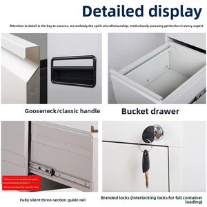 Armadietto Verticale Moderno a 3 Cassetti con Serratura, Organizzatore in Metallo per Documenti Legali, per Appartamenti e Uffici - Product Image 4