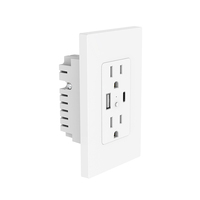 Nouvelle conception, prise électrique en cuivre 15A, norme américaine, 2 prises AC, chargeur USB Type-C, prise murale intelligente WiFi, commande vocale