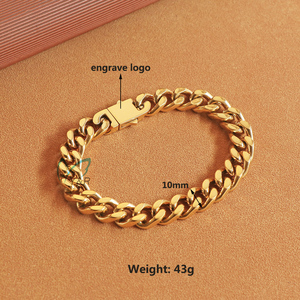 Mens Sang Trọng 10Mm Miami Cuba Liên Kết Chuỗi Vòng Đeo Tay Cá Nhân Đồ Trang Sức Bằng Thép Không Gỉ Với Độc Đáo Mạ Vàng <span class=keywords><strong>Clasp</strong></span> Phong Cách Hợp Thời Trang - Product Image 4