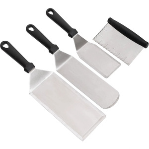 Stainless steel <b>square</b> spatula, beechwood handle BBQ spatula, teppanyaki grilling <b>tool</b>, pancake spatula, BBQ cooking spatula, - Product Image 3