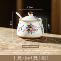 Bocaux à condiments en céramique de cuisine avec couvercles et cuillères, ensemble de pots à épices en porcelaine de style japonais pour sel, épices, poivre, sucre