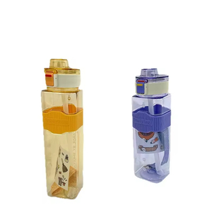 Appearance Square Eco-Friendly PC Plastic Water <b>Bottle</b> with Straw Portable Rope Design for Children Outdoor Sports Fitness - Product Image 5