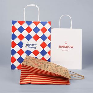 Sacs en papier kraft brun et blanc écologiques jetables avec impression de logo personnalisé pour l'emballage de plats à emporter des restaurants - Product Image 2