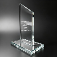 Plaque en cristal rectangulaire inclinée Neelpure 178187 avec base transparente, gravure personnalisée, trophée en cristal pour récompenses d'entreprise