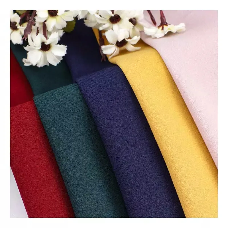 Wholesale woven plain dyed 75D moss crepe fabric textile high quality customized bubble Kain como crepe for Malaysia market