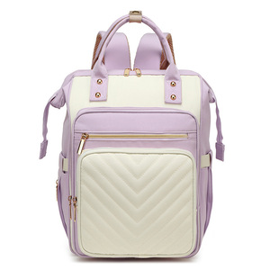 Sac à dos à langer portable SH Fashion Lady en polyester avec grande capacité, poches isothermes imperméables et fermeture éclair pour les soins de bébé - Product Image 1