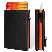 Dompet Lipat Tiga Minimalis Anti-RFID dari Aluminium PU dengan Mekanisme Geser Samping, Penutup Magnetik, dan Kantong Resleting untuk Pria
