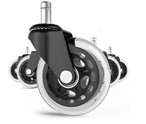 Rueda de Repuesto para Silla de Oficina, Transparente, de Poliuretano, de 3 Pulgadas (75 mm), con Anillo de Agarre Insertado, Negra - Product Image 4