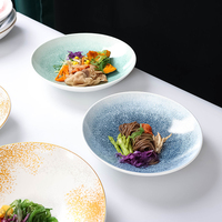Bol en céramique à large ouverture dégradé, moderne, rond, profond, écologique, compatible micro-ondes, pour salades de fruits et ramen