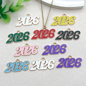 Numeri dell'anno 2026KC oro goccia in lega di olio ciondolo braccialetto da te collana portachiavi orecchio accessori gioielli - Product Image 4