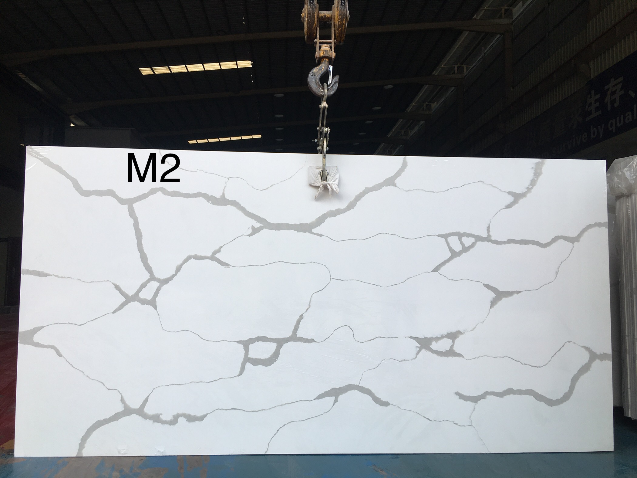 Quartz stone classical calaccata quartz slab manufacturing monthly 2000 sqm for kitchen countertop vanity top worktop customized