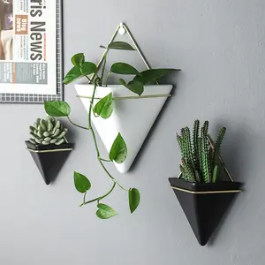 Hangende Manden Plantenbak Wit Geometrische Keramische Muur Opknoping Potten Voor Huis Tuin Decor