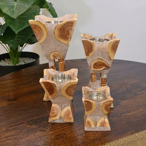 Brûleur à Bakhoor Artisanal en Résine à Prix d'Usine avec Joints en Bois d'Olivier et de Palissandre, Usage Religieux, 100% Bois d'Acacia Naturel et Époxy, Encens - Product Image 1