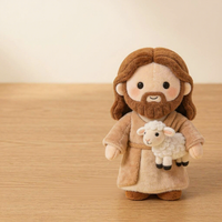 Nouvelle poupée en peluche de Jésus en dessin animé, ensemble cadeau d'entreprise personnalisé, fabriqué à la main avec impression par transfert thermique pour offrir en cadeau religieux