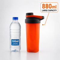 Bouteille de shaker de protéines en plastique légère, étanche, personnalisable avec logo, pour la salle de sport, l'extérieur, le fitness, mélangeur de poudre, 880 ml, pour les sports