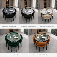 Ensemble table et chaises de salle à manger aspect marbre moderne, 4 chaises peu encombrantes, rondes, 800 mm, restaurant, café, hôtel