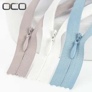 OCO Factory in stock cremallera invisible High Quality closed #3 hidden zipper dress invisible zipper for sewing garment bag