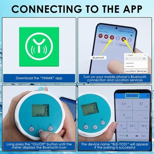 Medidor de Agua para Piscina con Bluetooth 6 en 1, Medidor de <span class=keywords><strong>EC</strong></span>/Salinidad/pH/ORP/Temperatura/Cloro, Monitor Inteligente Inalámbrico Flotante para Piscina - Product Image 5