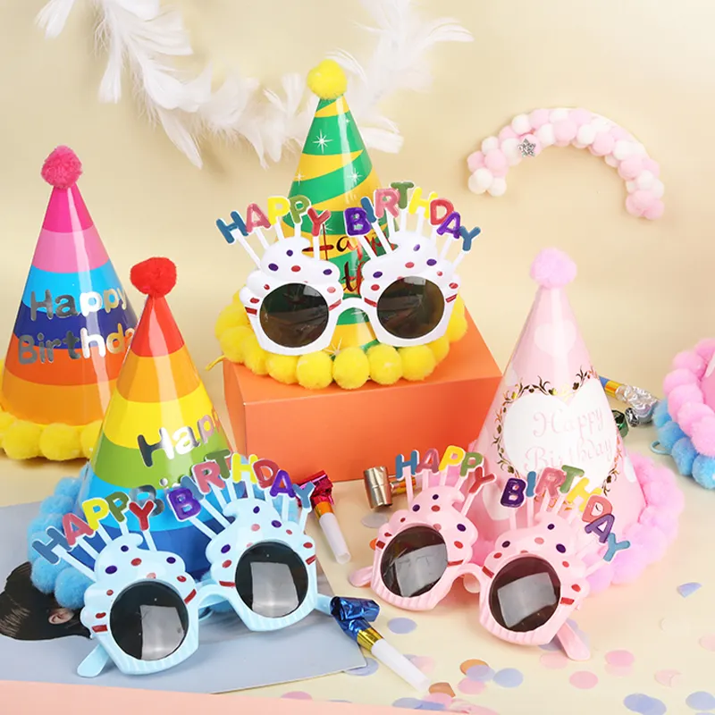 Красочная шляпа на день рождения с короной забавные очки на день рождения товары для фотографирования реквизит для детей и взрослых бумажная шляпа забавные очки