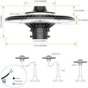 ไฟ LED อลูมิเนียมติดเสาภายนอกอาคาร จัดส่งฟรี IP65 ปรับ CCT ได้ 3000-5700K 60W-200W สำหรับลานจอดรถ ถนน สวน - Product Image 4
