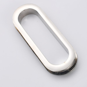 Anillo de hebilla metálico ovalado plano de aleación de zinc plateado para bolsos y ropa - Product Image 3