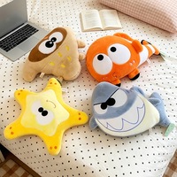 Coussin en peluche mignon en forme d'animal marin, requin, poisson-clown, étoile de mer, poupée en peluche, coussin de canapé-lit doux, cadeau pour enfants