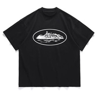 Kaos Pria Katun Bermotif Lengan Pendek Longgar O-Neck Kasual Gaya Jalanan Jepang untuk Grosir