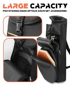 Free sample New Arrival Durable 14 Inch Snare Drum Bag Backpack Case with Shoulder Strap Outside Pockets Portable Drumstick Bag - Product Image 6