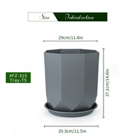 Pots à fleurs carrés en plastique PP, trou de drainage, durables, capacité de 21,01 L, design moderne, maison, jardin