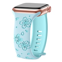 Kompatibel untuk Tali Jam Tangan Silikon Berukir Laser 3D dengan Gesper Kupu-kupu Pola Bunga Sakura Dua Warna Gesper Bentuk Angka 8.