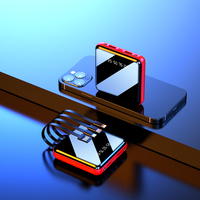 HWD Nouvelle Conception Mini Powerbank 10000mah avec Écran LED Intégré 4 Câbles Chargeur Portable Batterie de Stockage