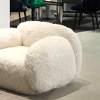 Canapé individuel mobile en velours flanelle style crème minimaliste nordique pour salon, bureau, hôpital