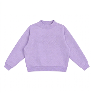 Sweat-shirt à col rond surdimensionné pour femmes, couleur lavande, manches longues, tricoté, couleur unie, décontracté, respirant, 100% coton - Product Image 1
