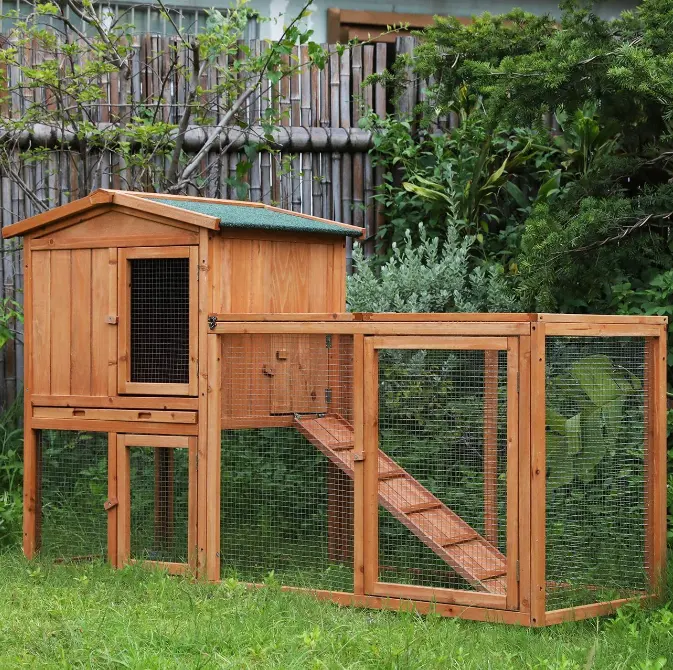 Chicken Coop Large Wooden Outdoor Bunny Rabbit Hutch Hen Cage with Ventilation Door Pet House Chicken Nesting Box