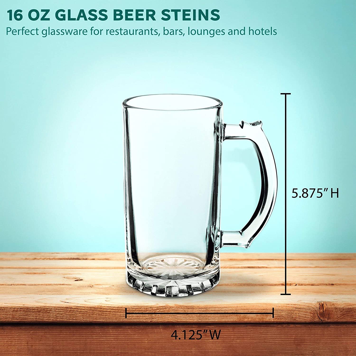 Glass Beer Mug Stein 16 oz, 10 pack, Pint Sized Beer Glasses in Bulks
