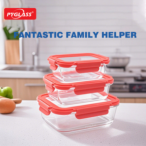 Recipientes de Vidrio Rectangulares Pyglass para Preparación de Comidas con Tapas, Resistentes al Calor, Libres de BPA, Recipientes Pequeños de Vidrio para Alimentos, Aptos para <span class=keywords><strong>Microondas</strong></span> - Product Image 1