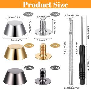 LXUEJIE Set Purse Feet For <b>Handbags</b> And Hollow Hole Puncher Screwdriver Screw Back Stud Purse Feet Nailhead Brass Studs Rivets F - Product Image 2