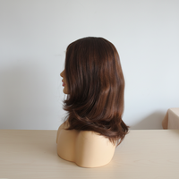 Perruques 100% Cheveux Humains Vierges Européens Couleur Marron, Perruques Casher Juives à Dentelle Transparente et Dessus en Soie pour Femmes